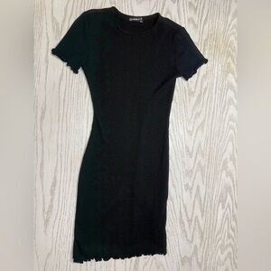 Chic Black Ribbed Mini Dress